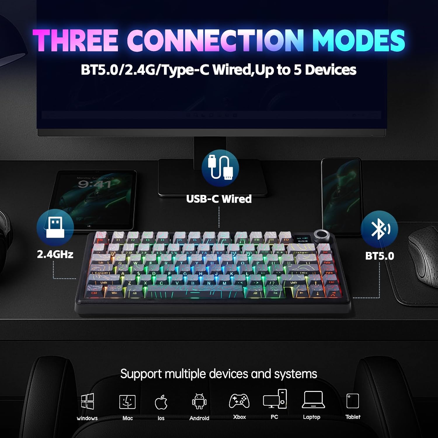 Tastiera meccanica wireless AU - Gaming Keyboard Hot Swappable recensione e prezzo